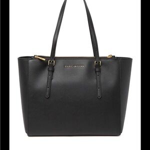 Marc Jacobs Black Leather Zip Top Tote – Work / Laptop Bag